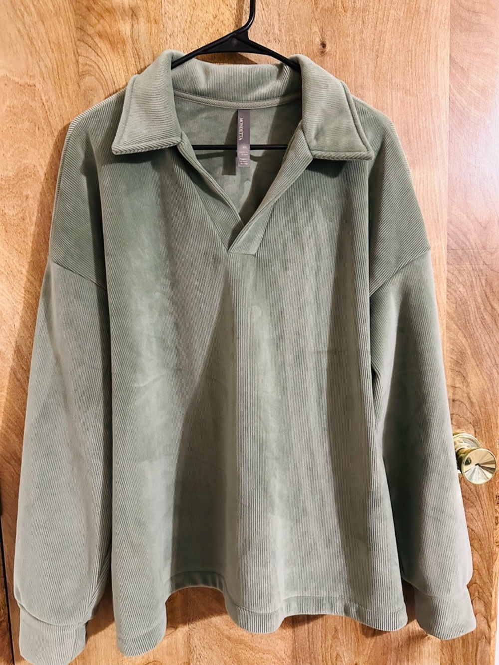Mondetta Sage Green Pullover with V-Notch Collar